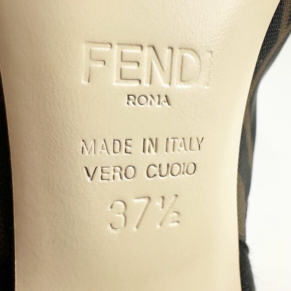 FENDI Colibri Mesh Leather Chelsea Booties Size 37.5 Brown Black FF Ankle Boots - Picture 10 of 15